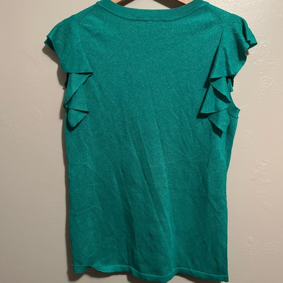 Banana Republic Sleeveless Ruffle Sweater Short Sleeve Green Top Medium Knit - Picture 12 of 14